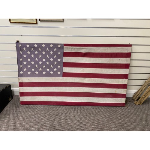 479 - Fabric American flag on wooden frame 33