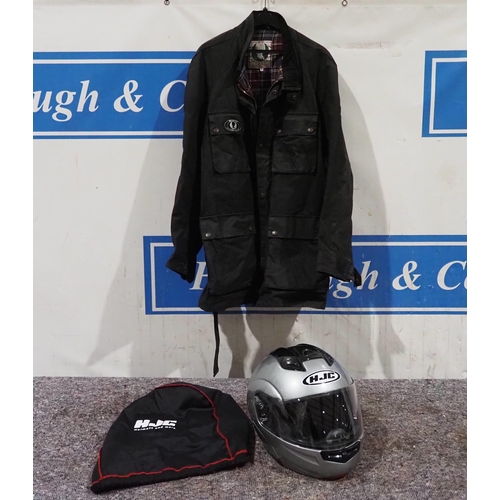 86 - Belstaff wax jacket size XL and HJC motorcycle helmet size 58