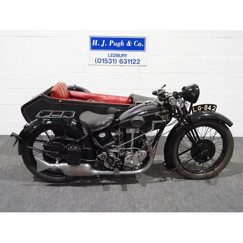 851 - Rudge-Whitworth side car combination motorcycle. 499cc. 1929.
Engine No. 408
Frame No. 30987
The bik... 