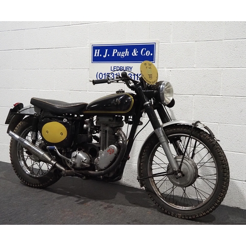887 - AJS 350 Trials motorcycle. 1956. 350cc.
Frame No. 6897C
Engine No. 6897C
Engine turns over 
Was a wo... 