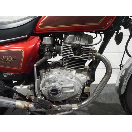 921 - Honda CM400A Hondamatic motorcycle. 1981. 398cc.
Frame No. JH2NC027BM205165
Engine No. NC02E-2205189... 