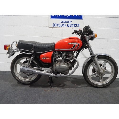 931 - Honda Dream 250 Twin motorcycle. 1977. 249cc.
Frame No. CB250T-2001650
Engine No. CB250TE-2001630
En... 