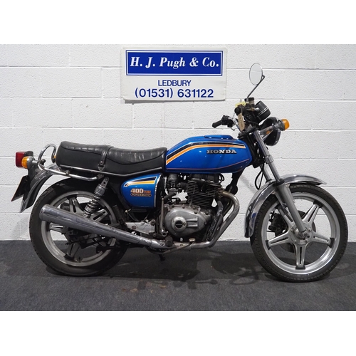 932 - Honda CB400A Hondamatic motorcycle. 1980. 395cc.
Frame No. CB400A2057839
Engine No. CB400AE2057835
R... 