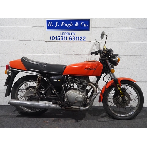 935 - Honda CJ 360T motorcycle. 1978. 356cc.
Frame No. CJ360TE-2015798
Engine No. CJ360TE-2015824
Engine t... 