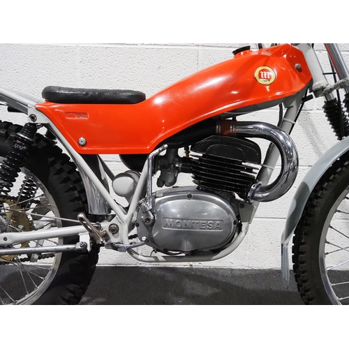 954 - Montesa Cota 123 trials motorcycle. 1974. 124cc.
Frame no. 28M3018
Engine no. 28M3018
Turns over, fu... 
