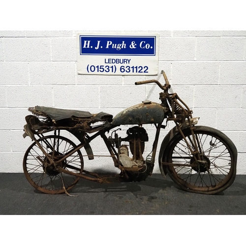 956 - Early BSA motorcycle, believed to be X35-0. Circa 1935. 150cc. 
Engine no. EO259.
Barn find