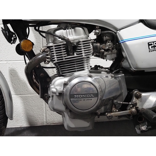 974 - Honda Superdream motorcycle. 1981. 249cc.
Frame No. JHMCB250N2204445
Engine No. CB250NE-2204446
Last... 