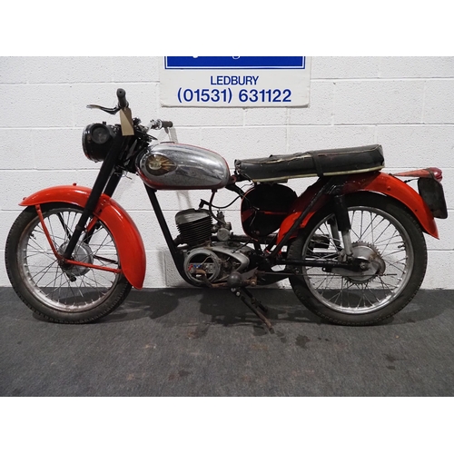 976 - BSA Bantam D7 motorcycle. 1961. 175cc.
Engine No. ED7B 24387.
Good project. Comes with old buff logb... 