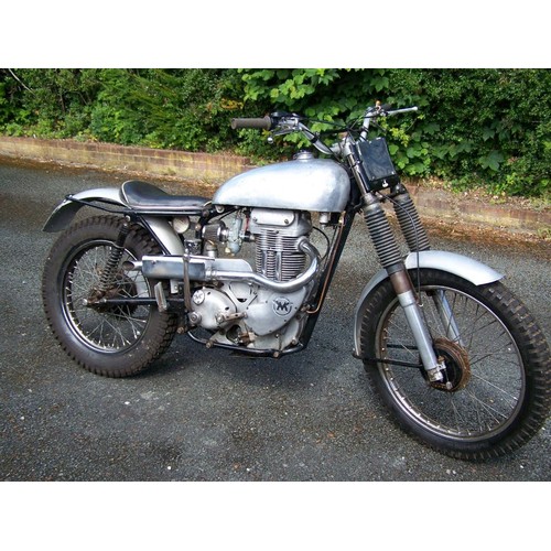 826 - Matchless 350 trials motorcycle, 1957. Stored for some years, needs safety check. The bike does wet ... 