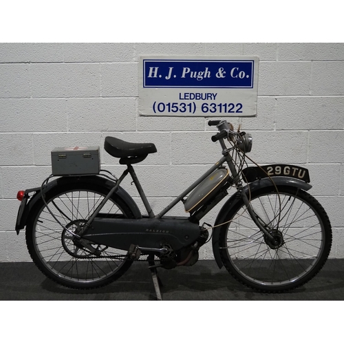 998 - Raleigh RM1 moped. 1959. 49cc.
Frame No. M41720
Engine No. 5-592776
Engine turns over. Bike was last... 