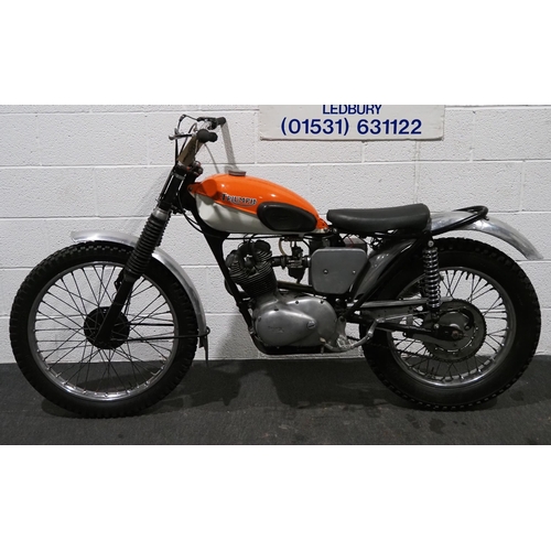 1018 - Triumph Tiger Cub trials bike. 
Frame No. F4421
Engine No. T203232
Runs and rides, has been stored f... 