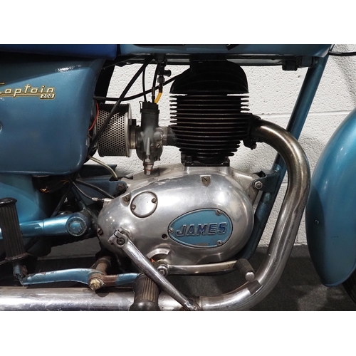 1022 - James L20 Captain motorcycle. 1963. 200cc.
Frame No. FL202738
Engine No. V20T8375
Last ridden in Jan... 