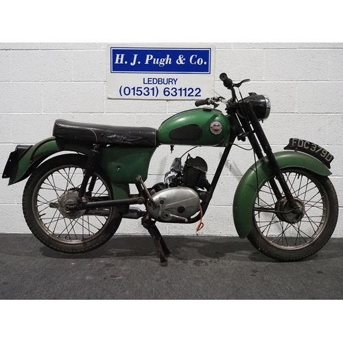 1023 - James Cadet motorcycle project. 1966. 125cc. 
Frame No. 1M16752
Engine turns over with compression. ... 