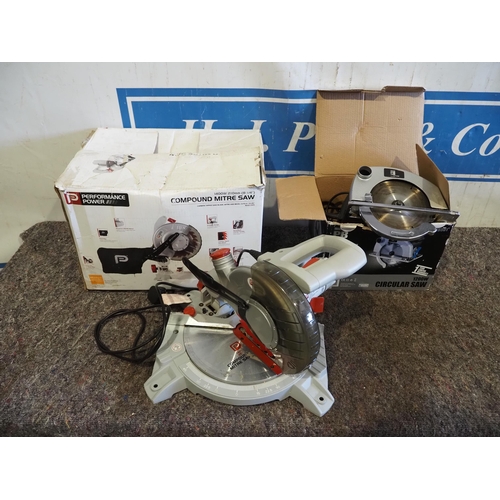 1034 - Performance power mitre saw and 1200w circular saw