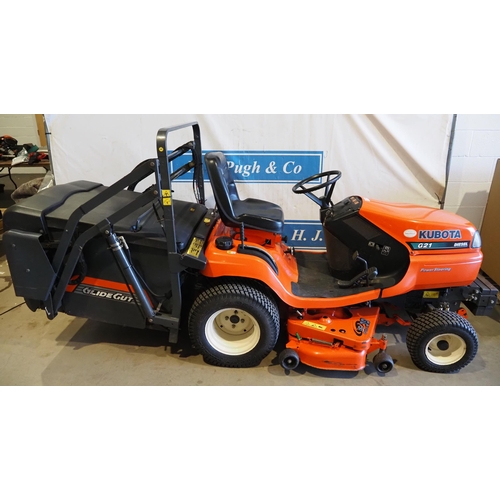 1057 - Kubota G21 HD diesel ride on mower with high tip grass box. 2005 model with only 806 hours