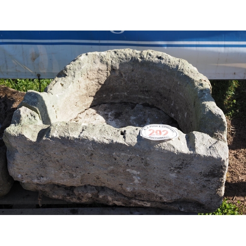 292 - D-shaped stone trough 26 x 22 A/F