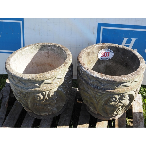 307 - Pair of stone planters 15