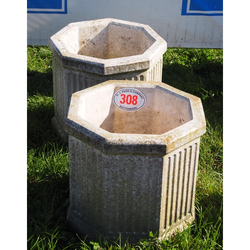 308 - Pair of stone planters 16