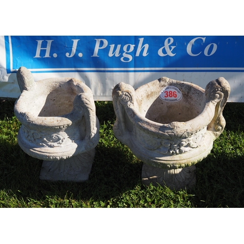 386 - Pair of planters with handles