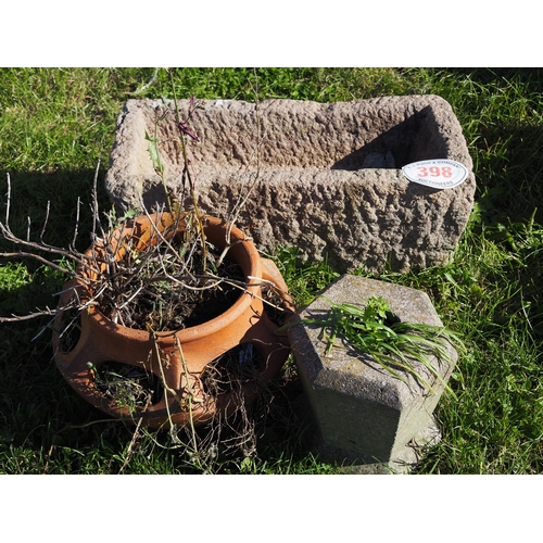 398 - Stone trough and planters