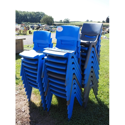 567 - Quantity of plastic stacking chairs