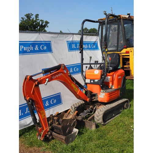 1701 - Kubota K008-3 mini digger. 2019. Runs and drives, s/n 32193. Expanding track carriage. Showing 964 h... 