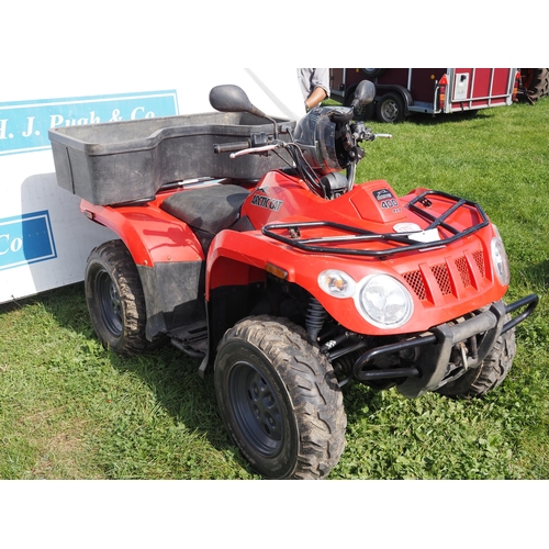 1712 - Artic Cat 400 4x4 quad, 2008. Good order, 2130 miles, one owner from new. Reg. VX58 MKA. V5, keys an... 