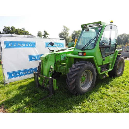 1723 - Merlo Farmer P34.7 plus, new pallet tines, driven from farm, showing 9842 hours, hydraulic pick up h... 