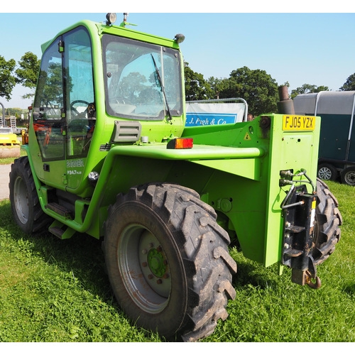 1723 - Merlo Farmer P34.7 plus, new pallet tines, driven from farm, showing 9842 hours, hydraulic pick up h... 