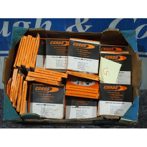 51 - Large quantity of Yamaha piston rings for DT125, DT175, RD125, RS125, etc.