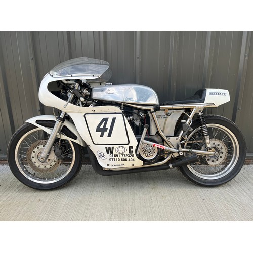 825 - Weslake Metisse race bike. 900cc. Circa 1990. 
Engine No. 523CZ
This machine was built by Pat French... 