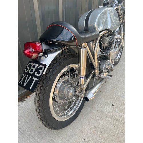 859 - Triton Pre-unit motorcycle. 1959. 650cc.
Engine No. TR6R D8599
Runs and rides, with nickel plated wi... 