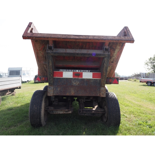 334 - Griffiths twin axle dump trailer. Believed to be 10ton