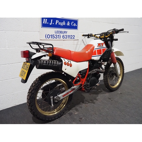 1045 - Yamaha XT600 motocross bike. 1984. 600cc. 
Frame No. 43F015492
Engine No. 43F015492
Engine turns ove... 