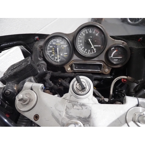 1046 - Yamaha FZR1000 motorcycle. 1988. 989cc. 
Needs recommissioning. 
Reg. E183 CVU. V5 and keys