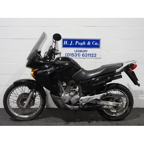 1075 - Honda Transalp motorcycle. 2002. 647cc. 
Runs. 
Reg. LL02 JYD. V5 and keys