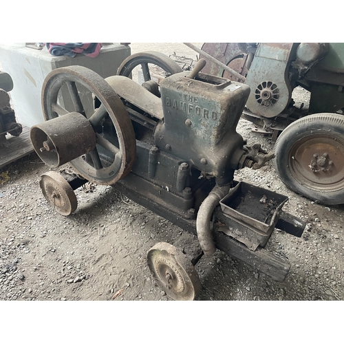 322 - Bamford 4HP open crank stationary engine on trolley, sn 6212. Starting handle and carb in office