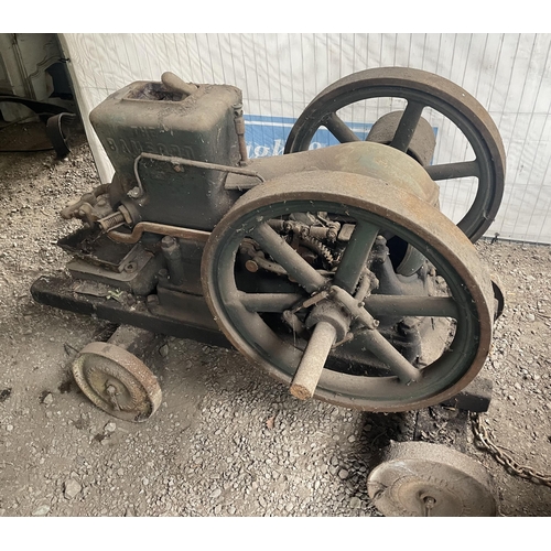 322 - Bamford 4HP open crank stationary engine on trolley, sn 6212. Starting handle and carb in office