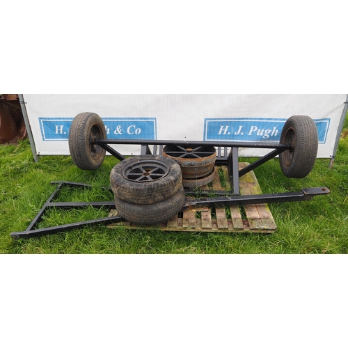 462 - Axle, drawbar and wheels ideal for shepherds hut