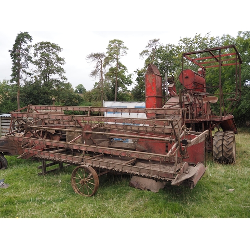 510 - Massey Harris 21 combine bagger. Unusual 12f header on trolley, Chrysler 6 cylinder side valve engin... 