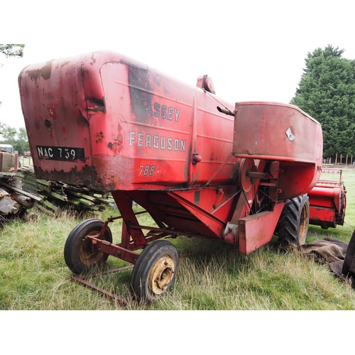 511 - Massey Ferguson 788 tanker combine. Runs and drives, 10ft header. Reg NAC 739. No docs