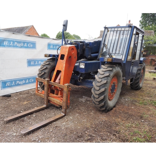 525 - Sanderson T2 1140 telehandler. 1989. Runs and drives, c/w pallet tines