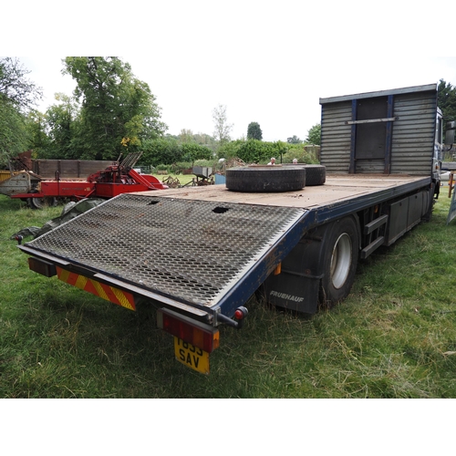 531 - ERF EC11 DB2 flat bed, 2 axle beaver tail plant lorry. 1999.  No test, runs and drives, 921,000 kms.... 