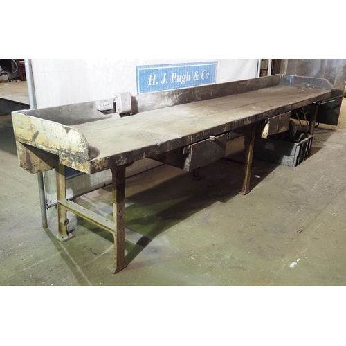 57 - Wooden workbench with upstand 4m x 800