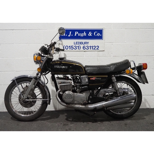 999A - Suzuki GT380 motorcycle. 1977. 371cc.
Runs and rides, ridden 30 miles to the sale room. Reg. TPF 575... 