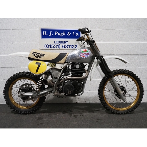 1001 - CCM scrambler. 1983. 500cc.
Engine no. 1U6-005817
Runs and rides, comes with Yamaha 500 XT engine. R... 