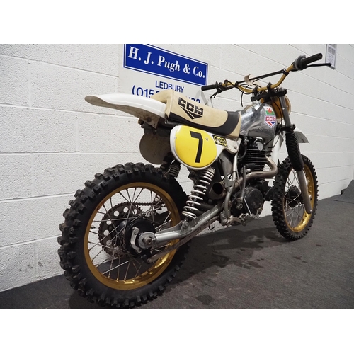 1001 - CCM scrambler. 1983. 500cc.
Engine no. 1U6-005817
Runs and rides, comes with Yamaha 500 XT engine. R... 