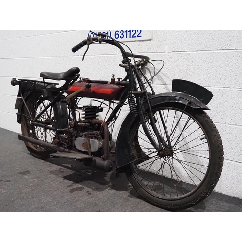 1069 - Connaught 2 stroke, 2 speed motorcycle. 1921. 293cc.
Frame no. H12248
Engine no. WR180
Bought by cur... 