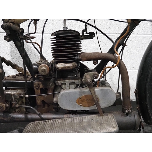 1069 - Connaught 2 stroke, 2 speed motorcycle. 1921. 293cc.
Frame no. H12248
Engine no. WR180
Bought by cur... 