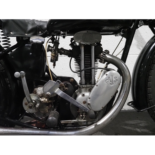 1098 - AJS model 12 motorcycle. 1936. 246cc.
Engine no. 2336
Engine turns over with good compression.
Reg. ... 
